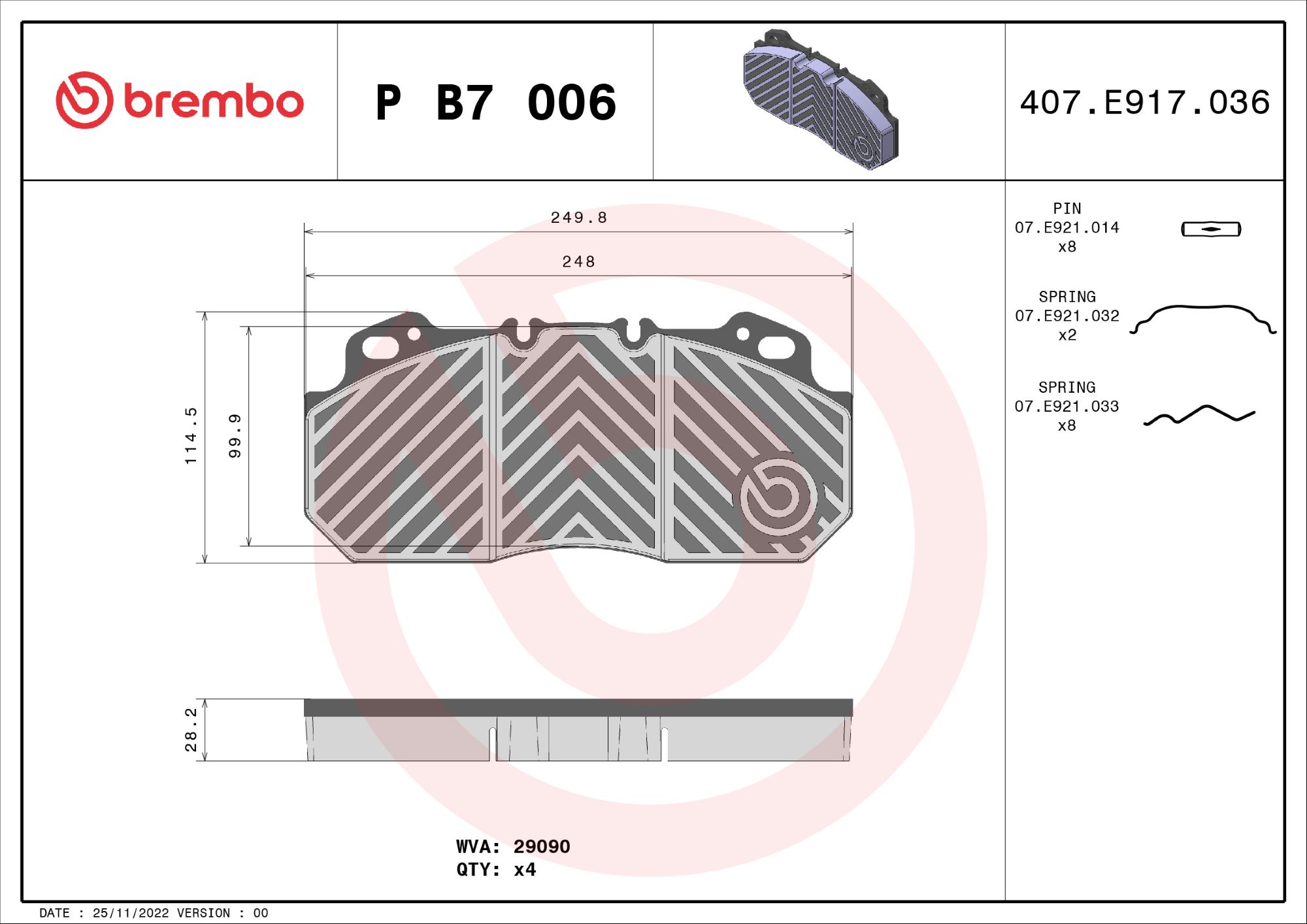 Remblokset Brembo P B7 006