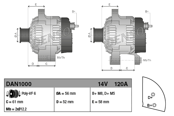 Denso Alternator/Dynamo DAN1000