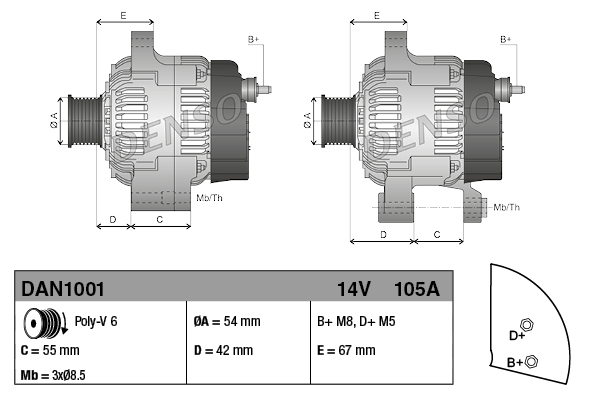 Denso Alternator/Dynamo DAN1001