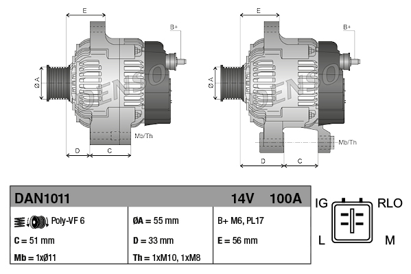 Denso Alternator/Dynamo DAN1011