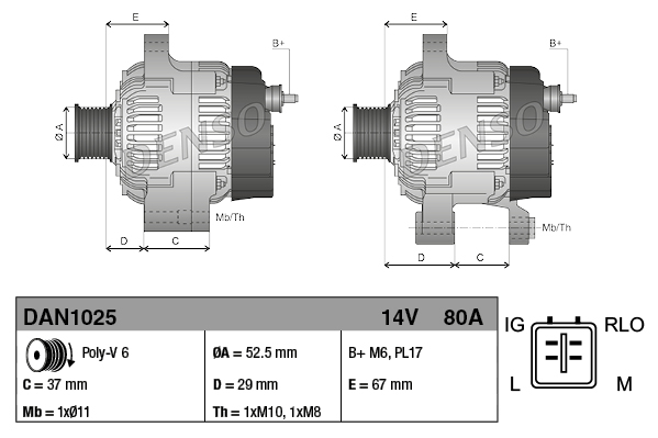 Denso Alternator/Dynamo DAN1025