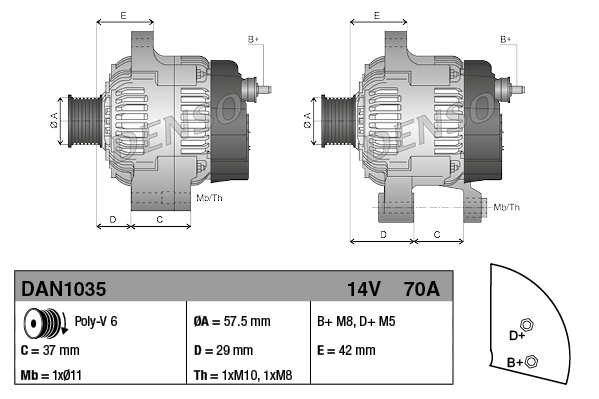 Denso Alternator/Dynamo DAN1035