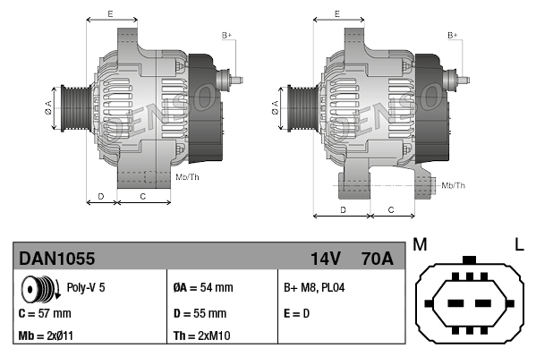 Denso Alternator/Dynamo DAN1055