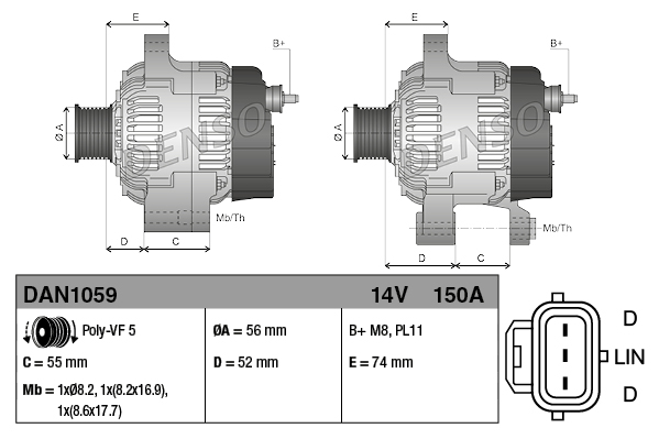 Denso Alternator/Dynamo DAN1059