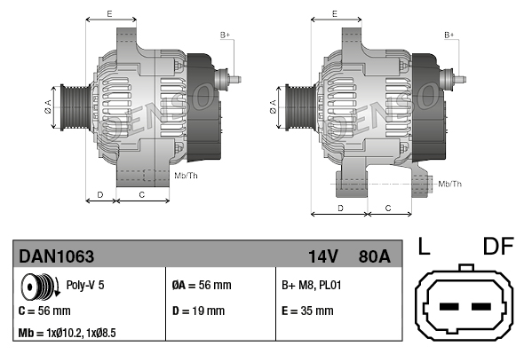 Denso Alternator/Dynamo DAN1063