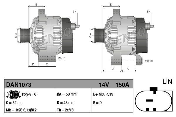 Denso Alternator/Dynamo DAN1073