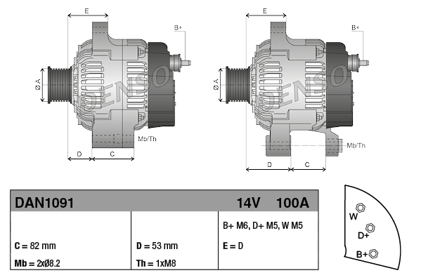 Denso Alternator/Dynamo DAN1091