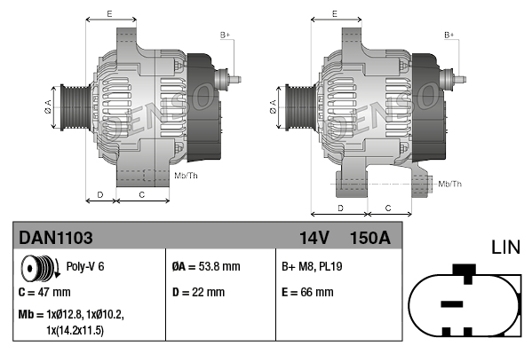 Denso Alternator/Dynamo DAN1103