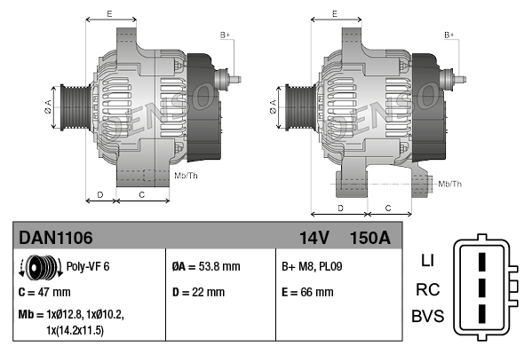 Denso Alternator/Dynamo DAN1106