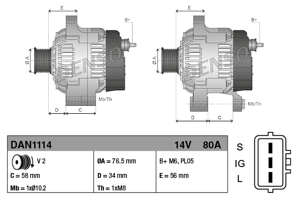 Denso Alternator/Dynamo DAN1114