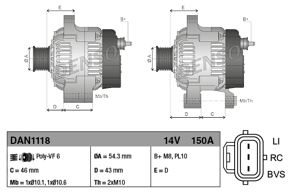 Denso Alternator/Dynamo DAN1118