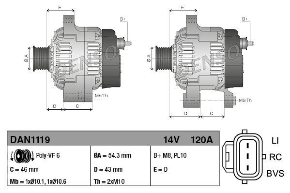 Denso Alternator/Dynamo DAN1119