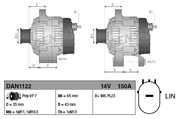 Denso Alternator/Dynamo DAN1122