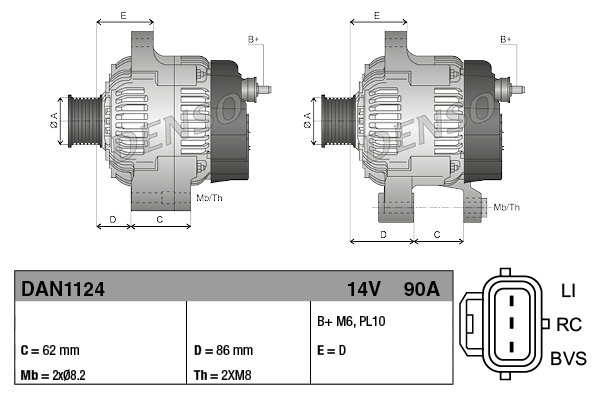 Denso Alternator/Dynamo DAN1124