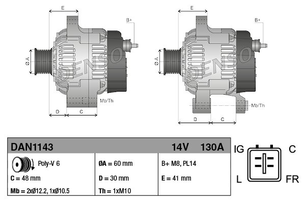 Denso Alternator/Dynamo DAN1143