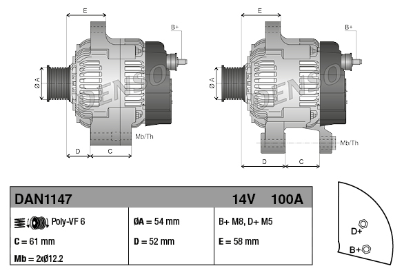 Denso Alternator/Dynamo DAN1147