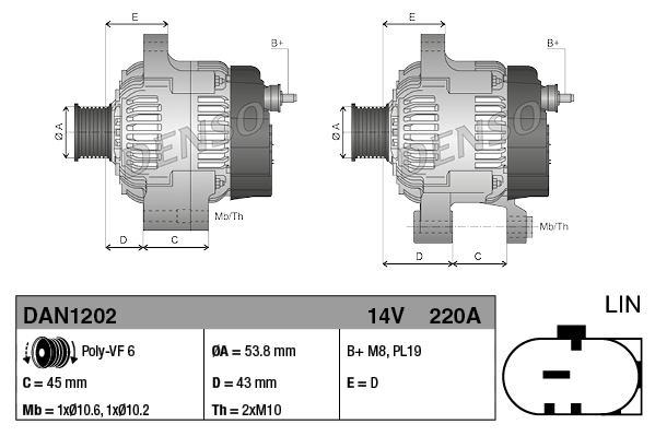 Denso Alternator/Dynamo DAN1202