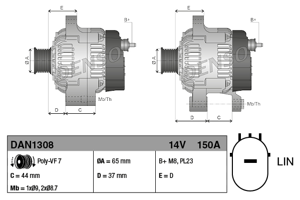 Denso Alternator/Dynamo DAN1308