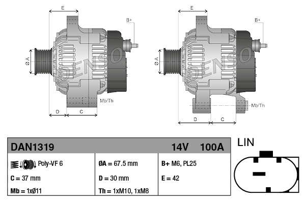 Denso Alternator/Dynamo DAN1319