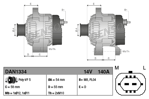 Denso Alternator/Dynamo DAN1334