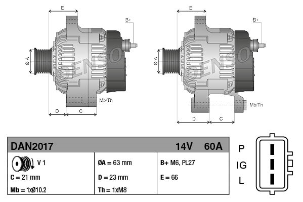 Denso Alternator/Dynamo DAN2017