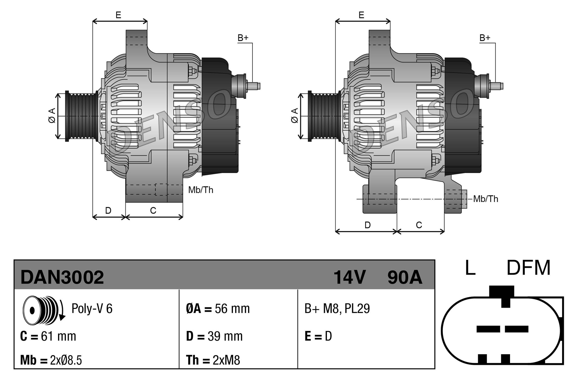 Denso Alternator/Dynamo DAN3002