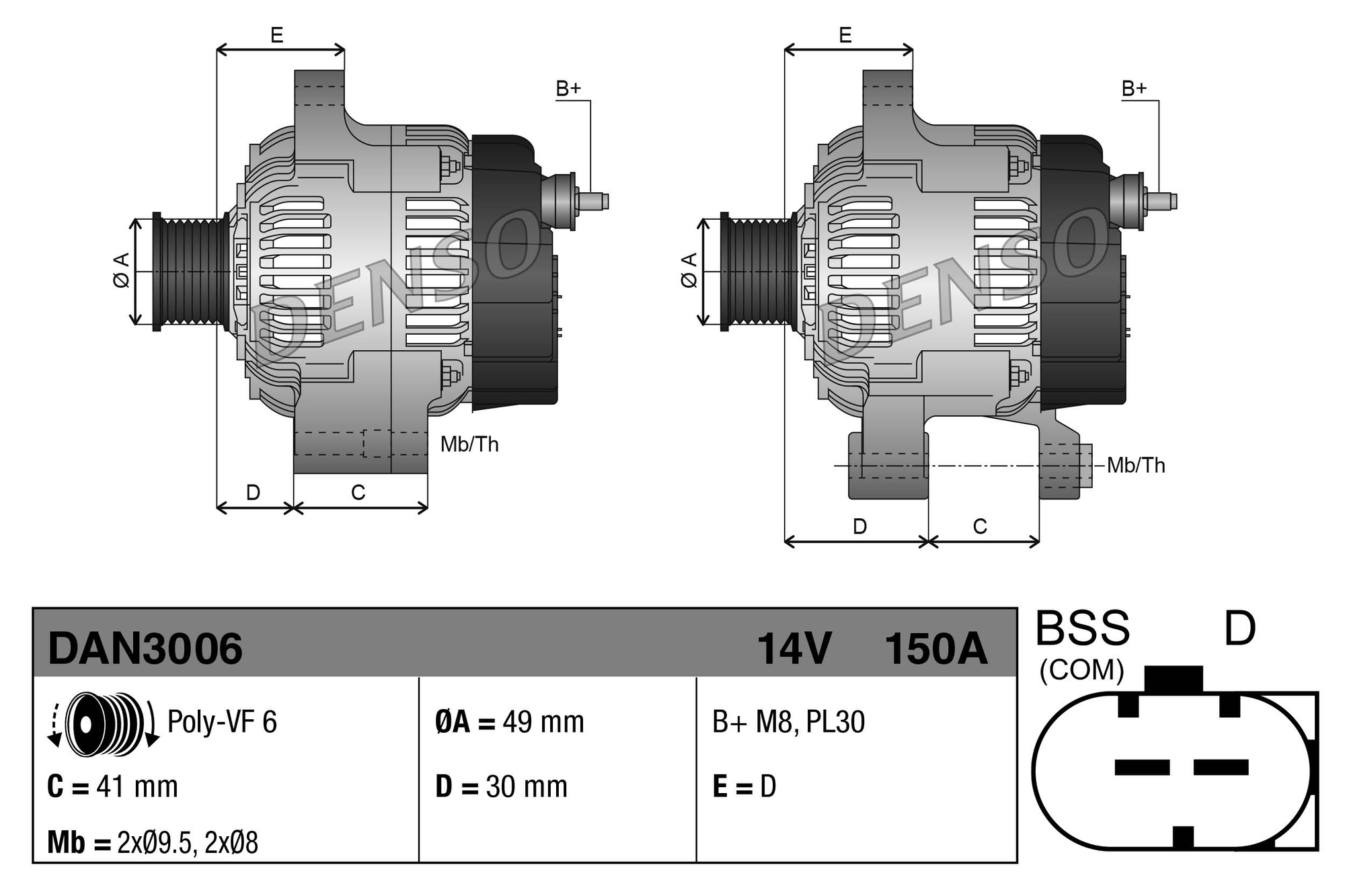 Denso Alternator/Dynamo DAN3006