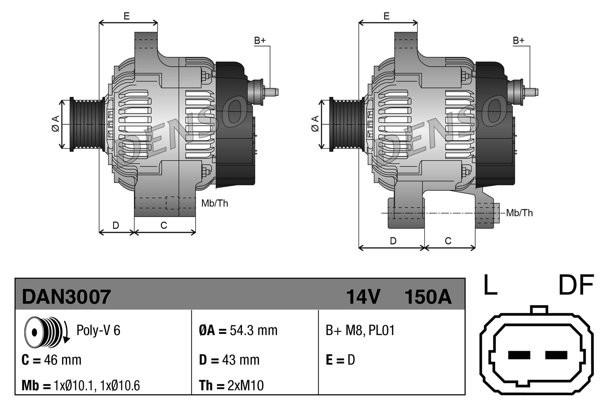 Denso Alternator/Dynamo DAN3007