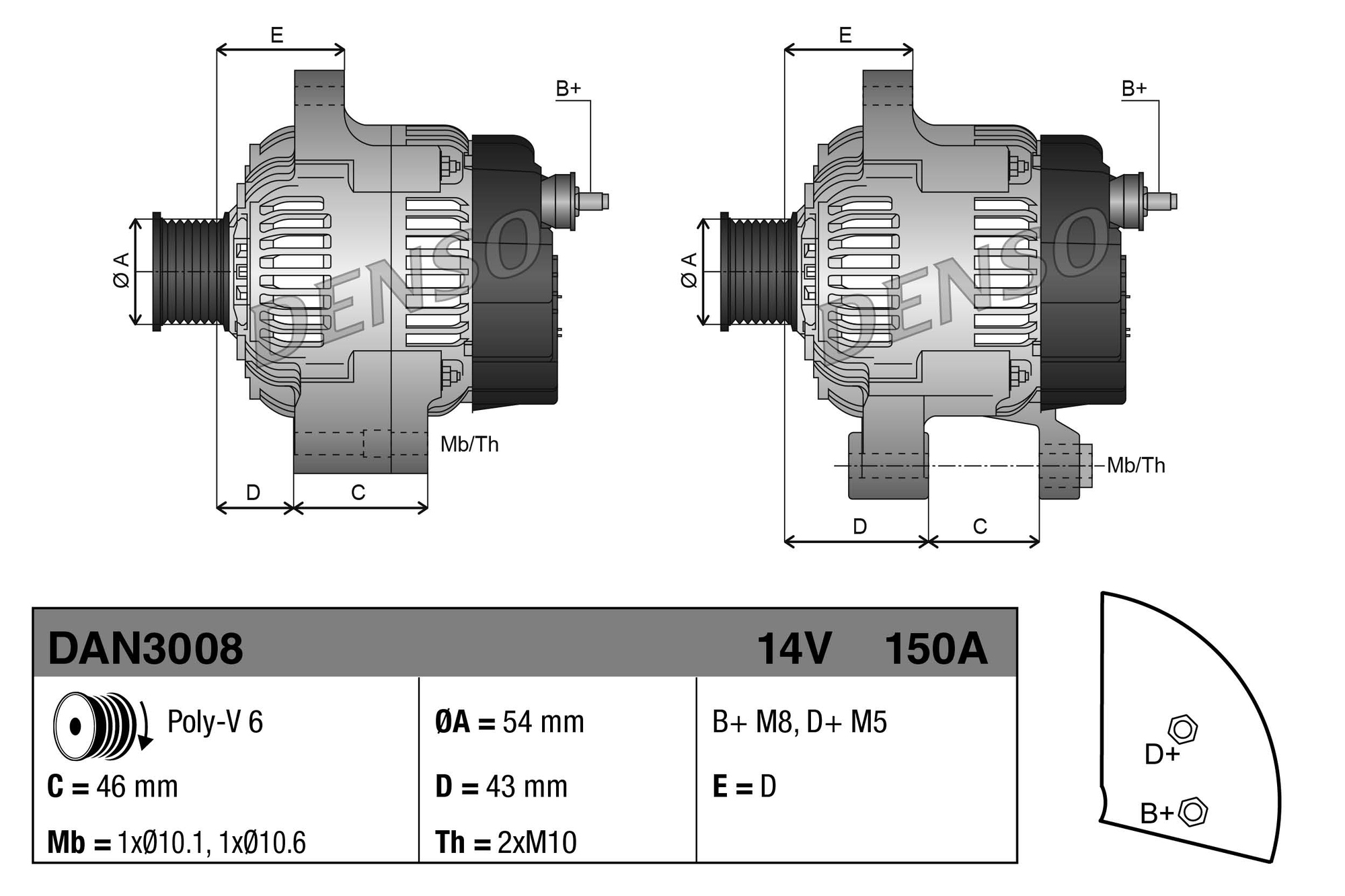 Denso Alternator/Dynamo DAN3008