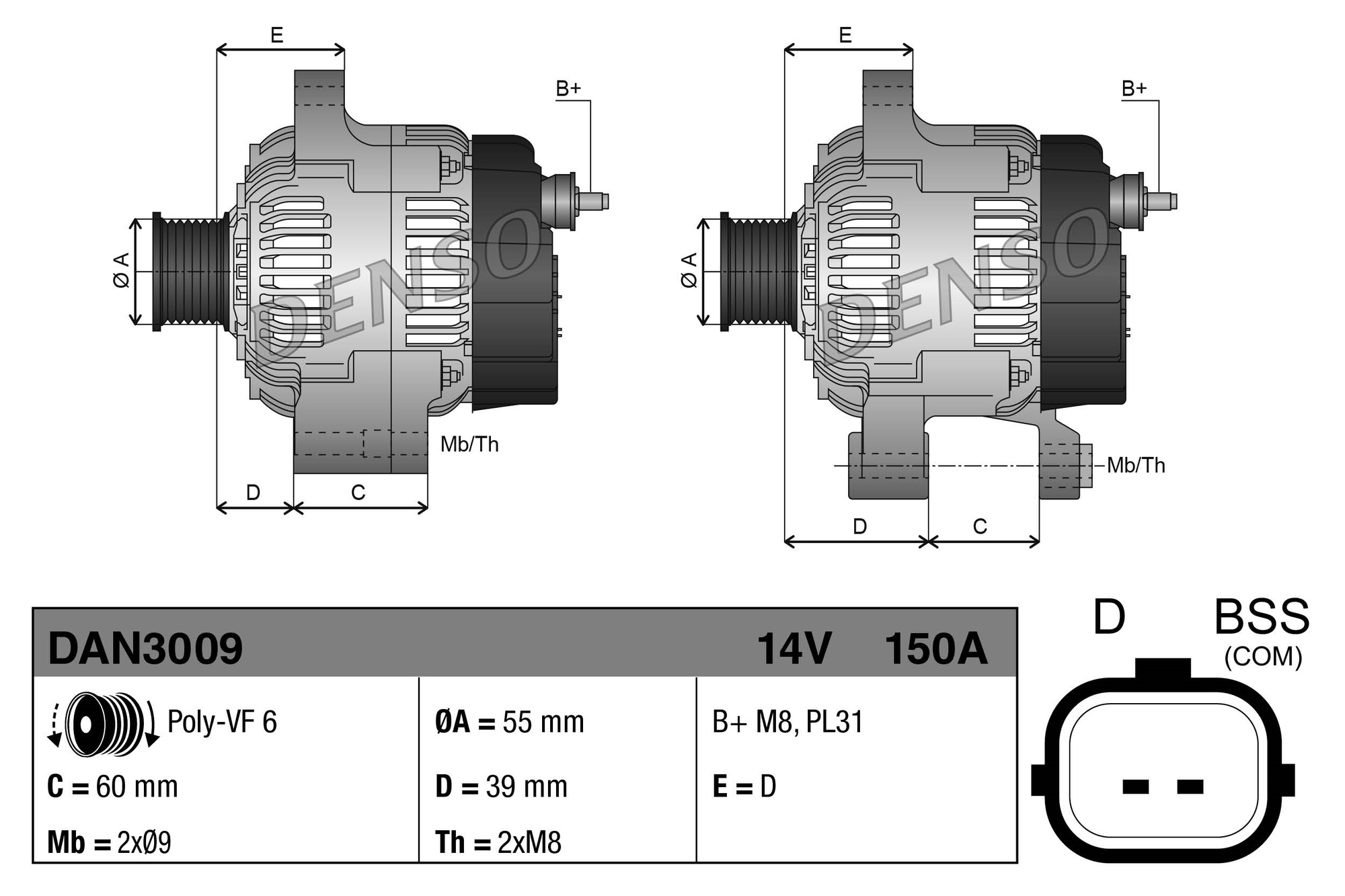 Denso Alternator/Dynamo DAN3009