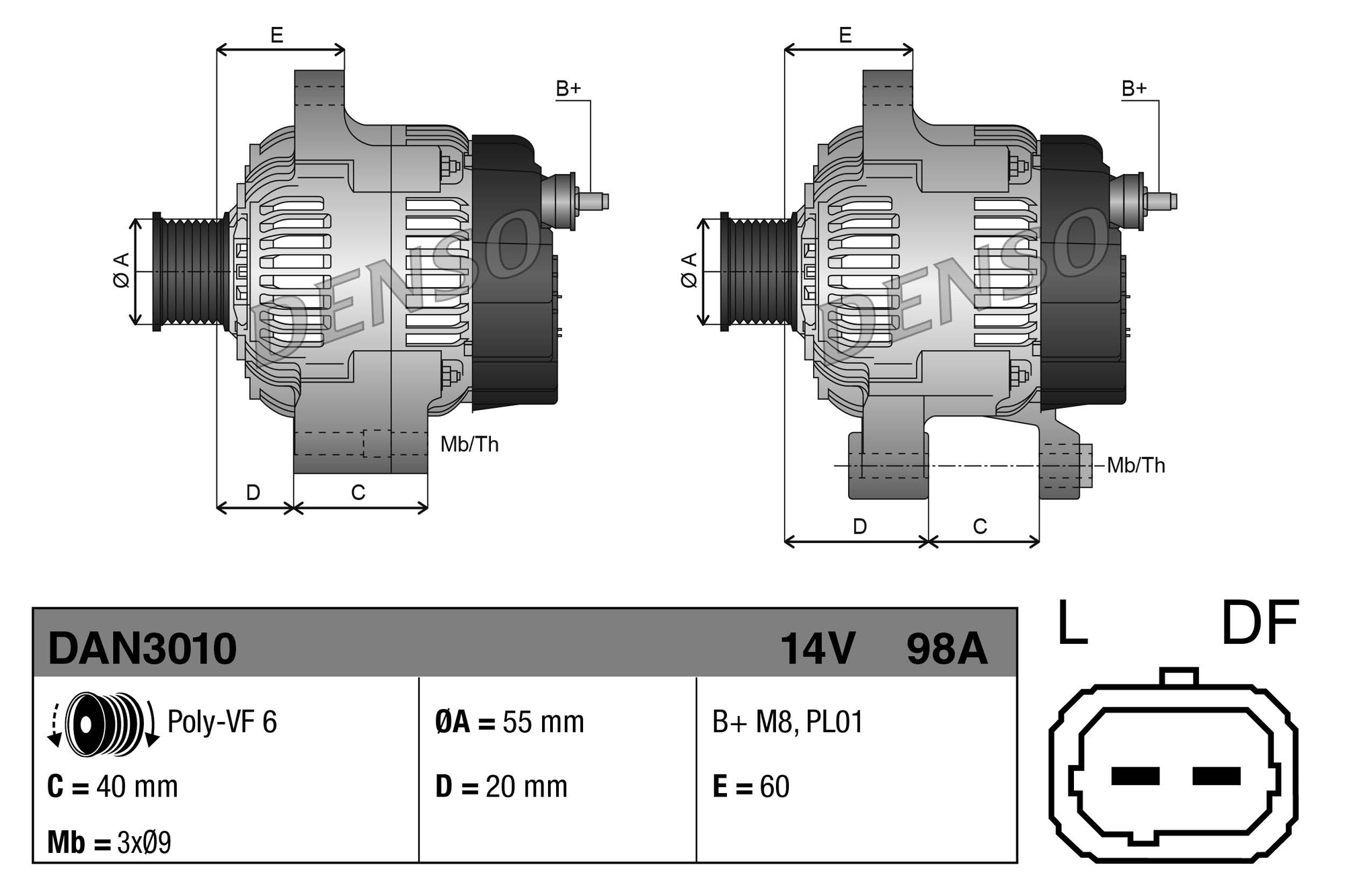 Denso Alternator/Dynamo DAN3010