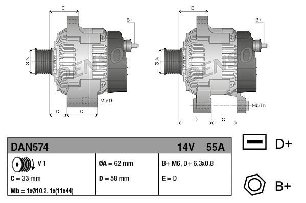 Alternator/Dynamo Denso DAN574