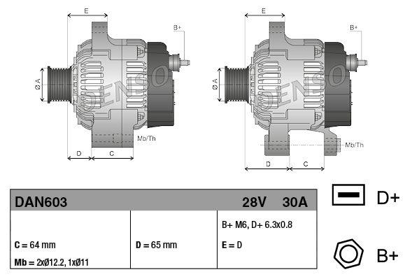 Alternator/Dynamo Denso DAN603