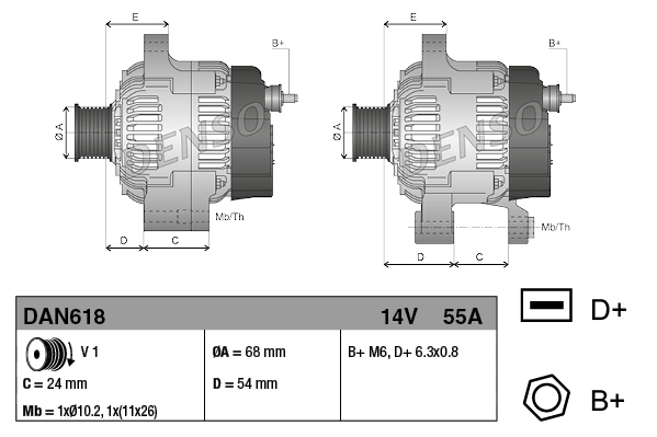 Alternator/Dynamo Denso DAN618