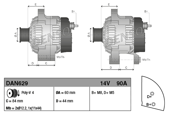 Denso Alternator/Dynamo DAN629