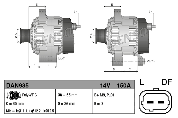 Denso Alternator/Dynamo DAN935