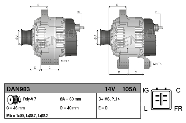 Denso Alternator/Dynamo DAN983