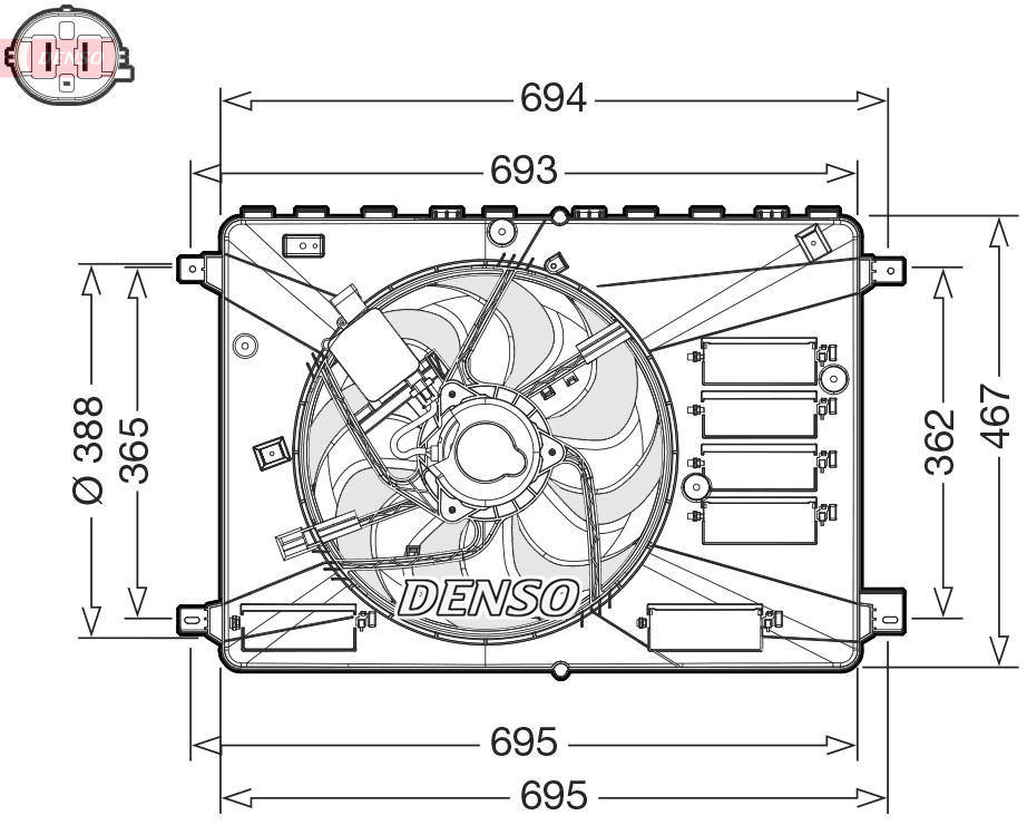 Ventilatorwiel-motorkoeling Denso DER10010