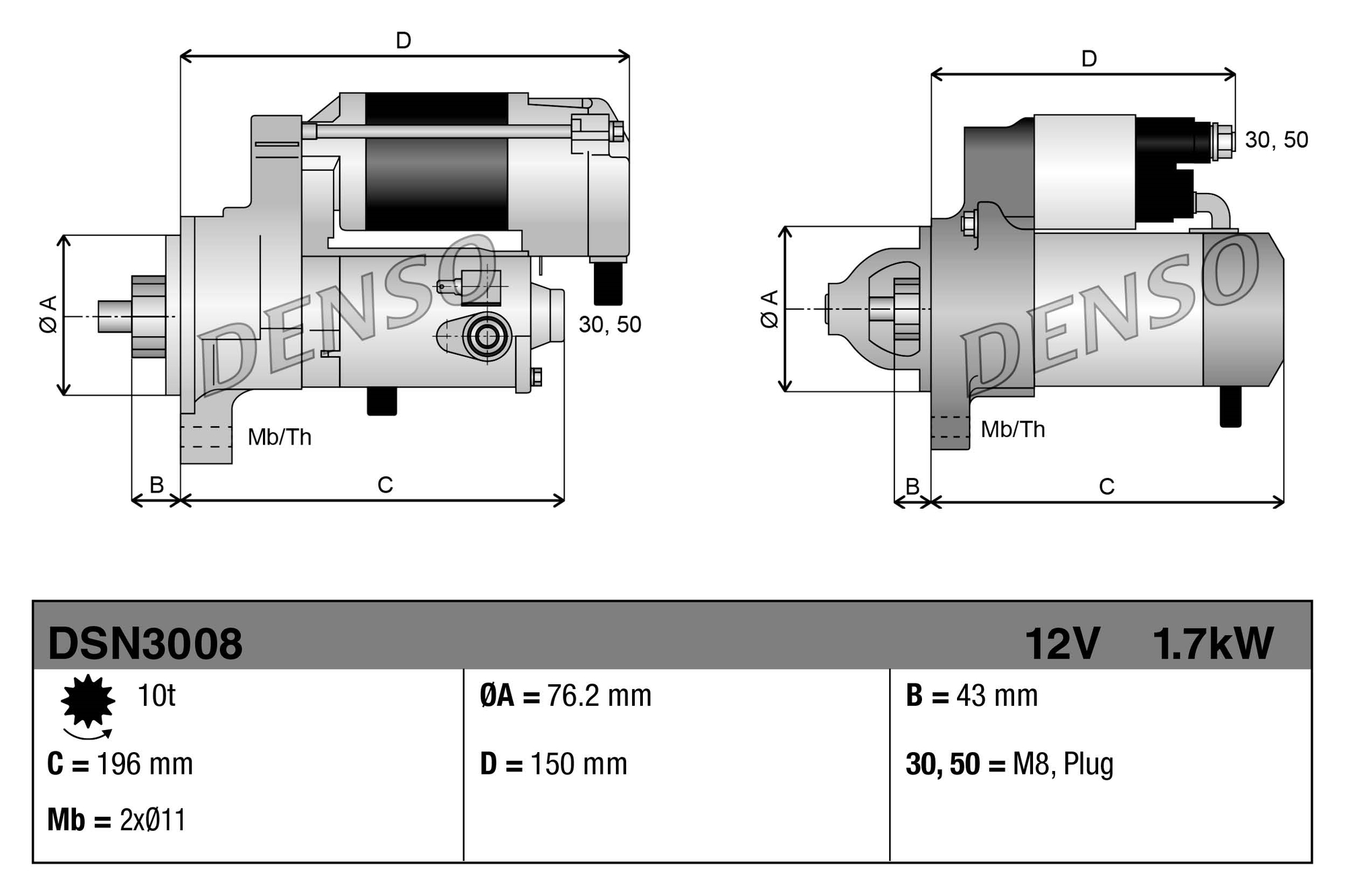 Denso Starter DSN3008