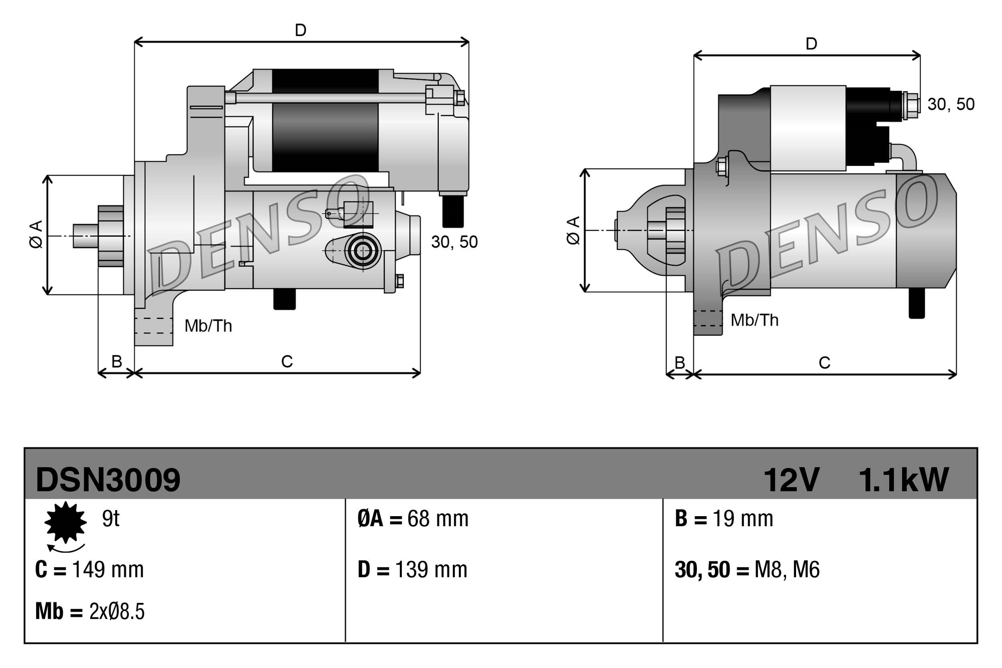 Denso Starter DSN3009