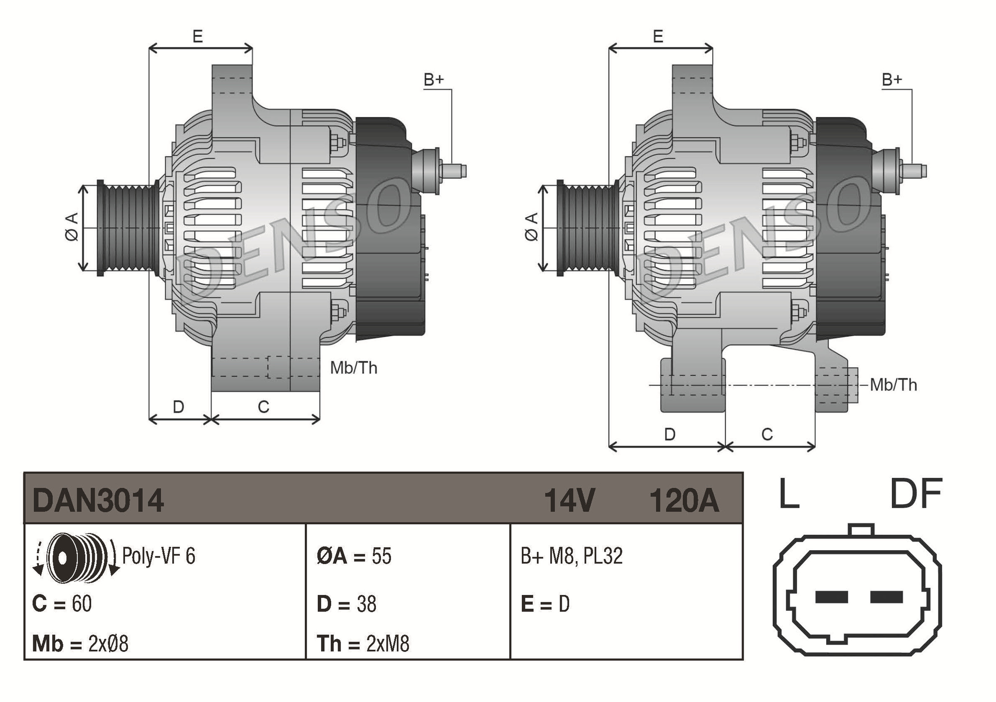Denso Alternator/Dynamo DAN3014