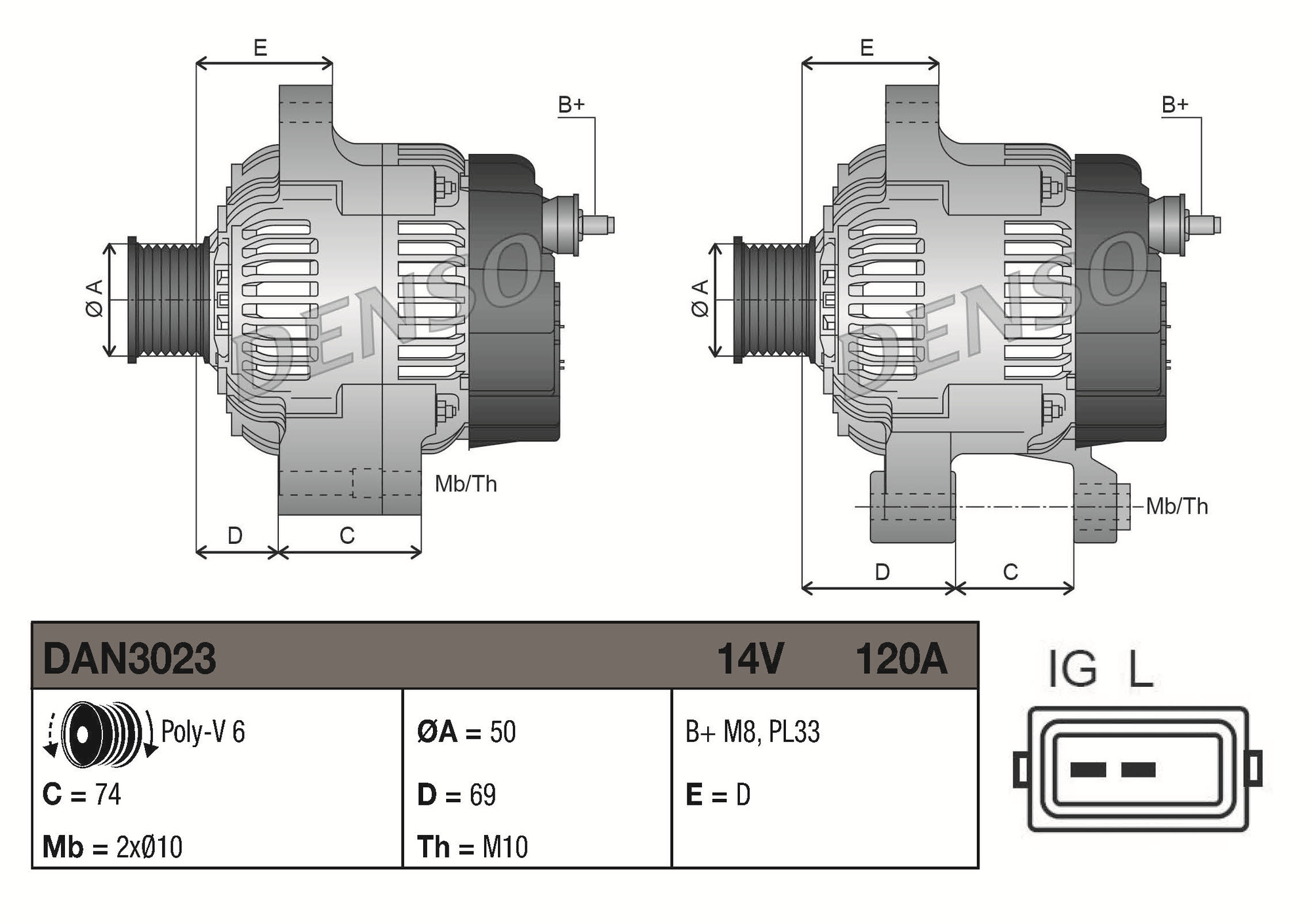 Denso Dynamo / Alternator DAN3023