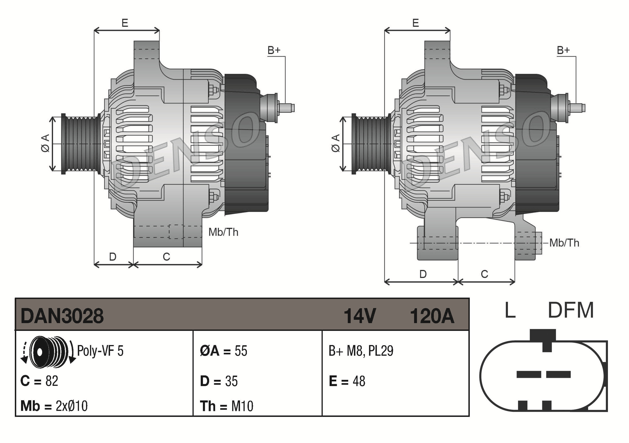 Denso Dynamo / Alternator DAN3028