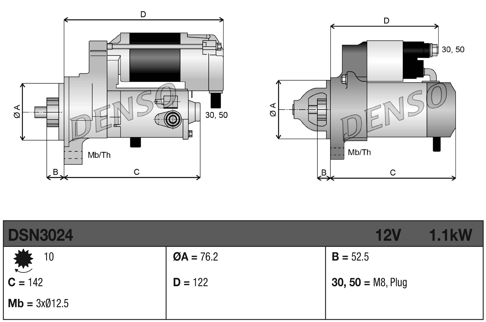 Denso Startmotor / Starter DSN3024