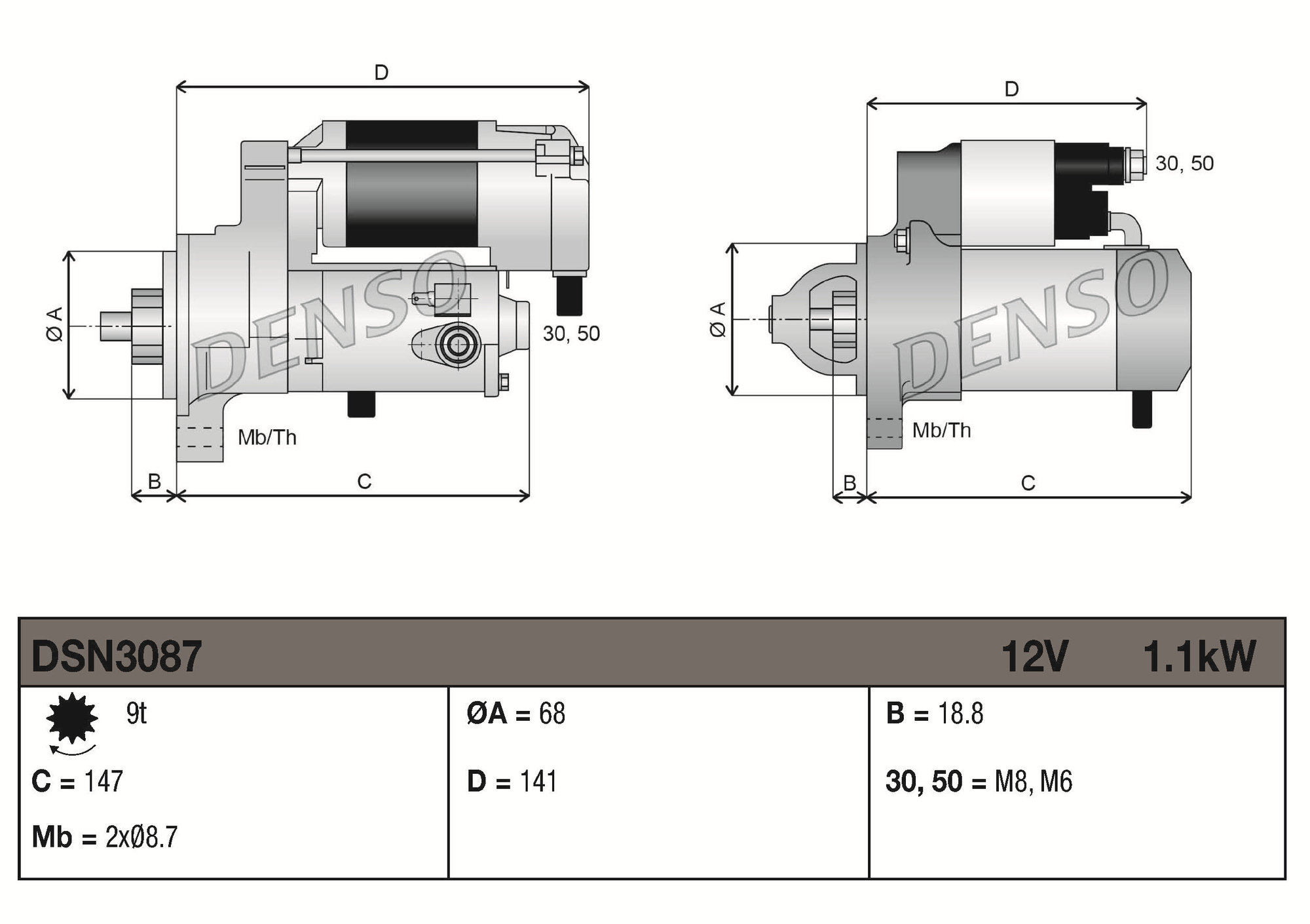 Denso Startmotor / Starter DSN3087