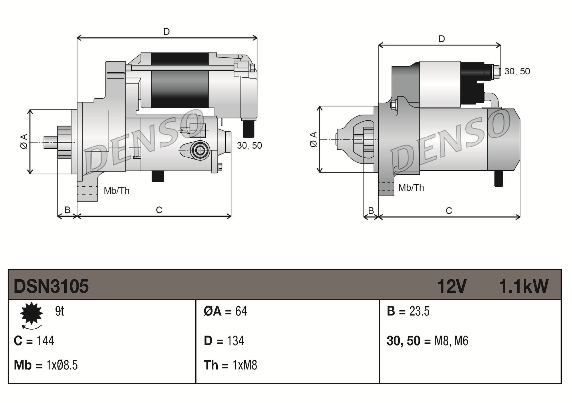 Denso Startmotor / Starter DSN3105