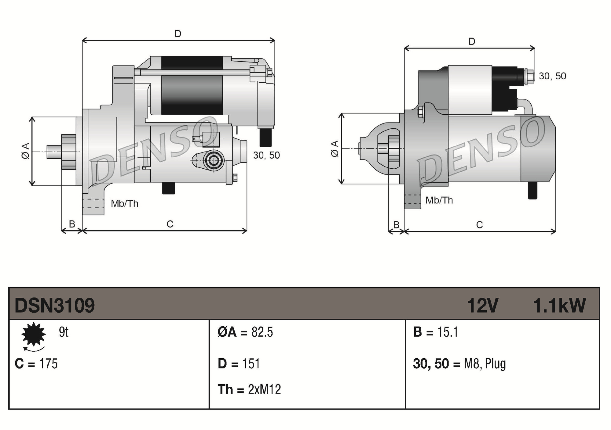 Denso Startmotor / Starter DSN3109