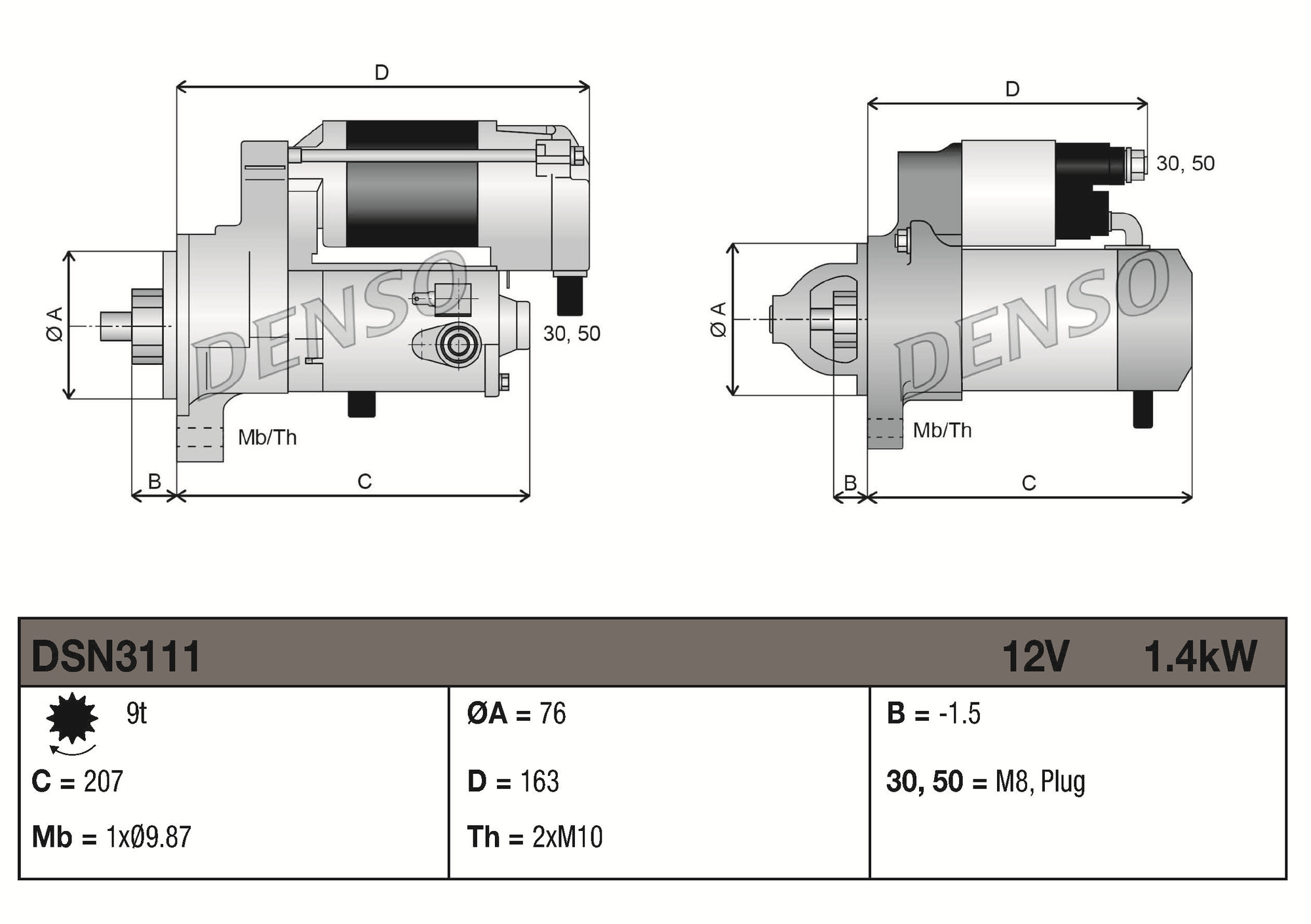 Denso Startmotor / Starter DSN3111