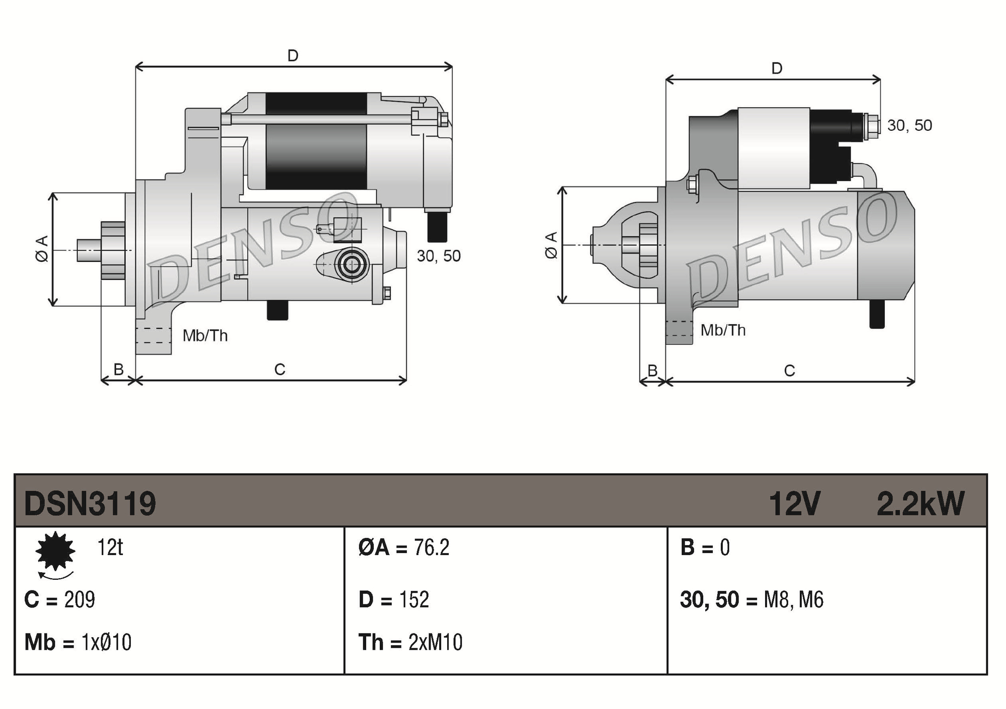 Denso Startmotor / Starter DSN3119