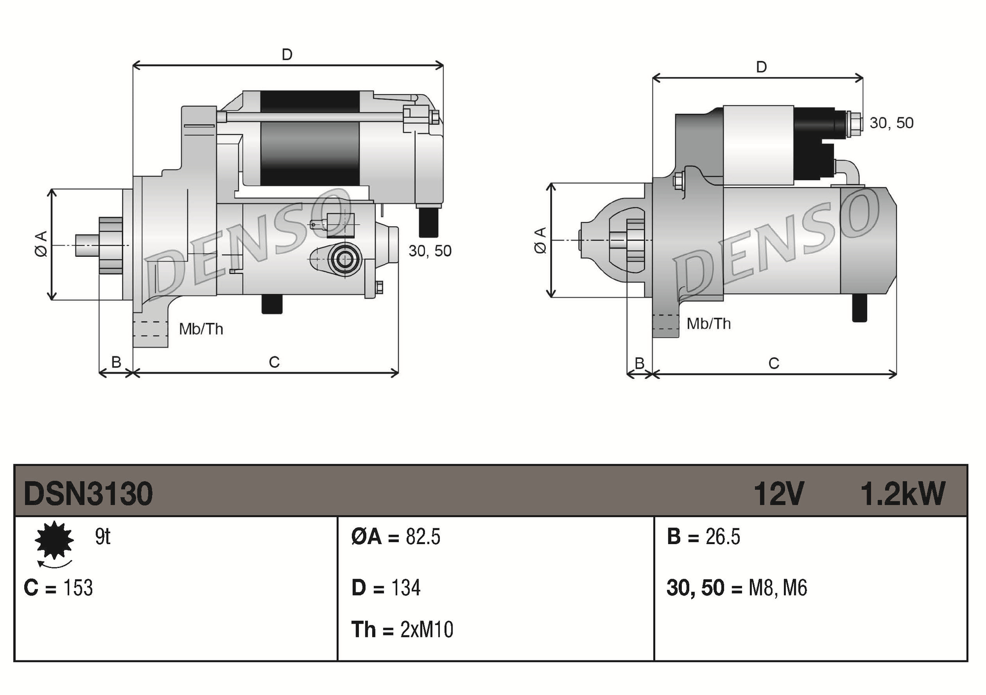 Denso Startmotor / Starter DSN3130